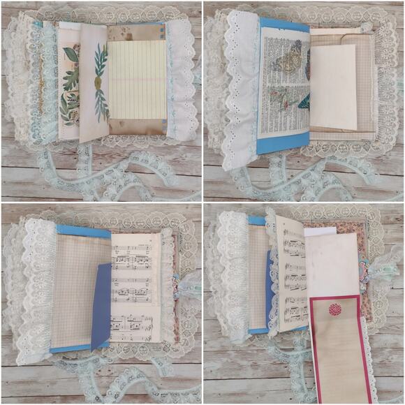 Turquoise Embellished Junk Journal: Flowers, Birds and Butterflies (Everything) - Picture 10 of 16